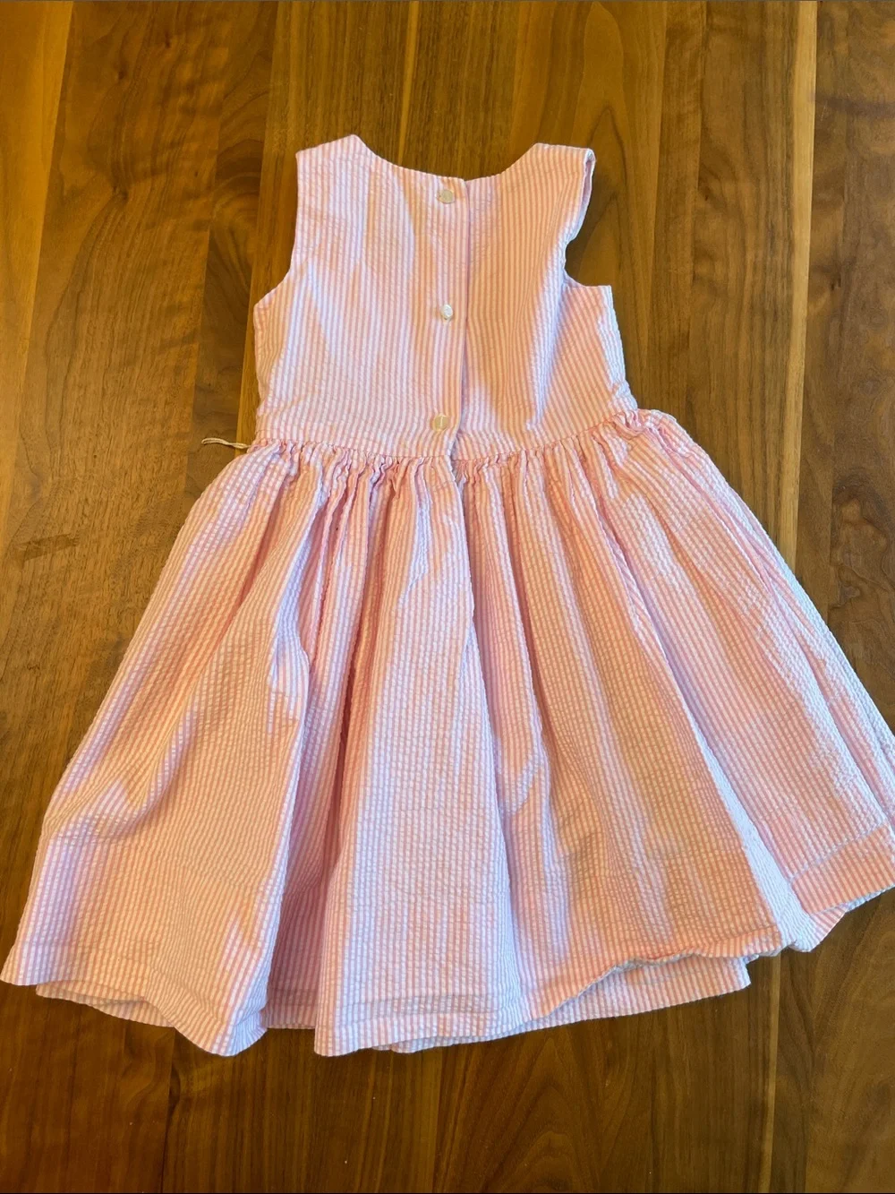 Ralph Lauren Pink Seersucker Tie-Waist Dress
